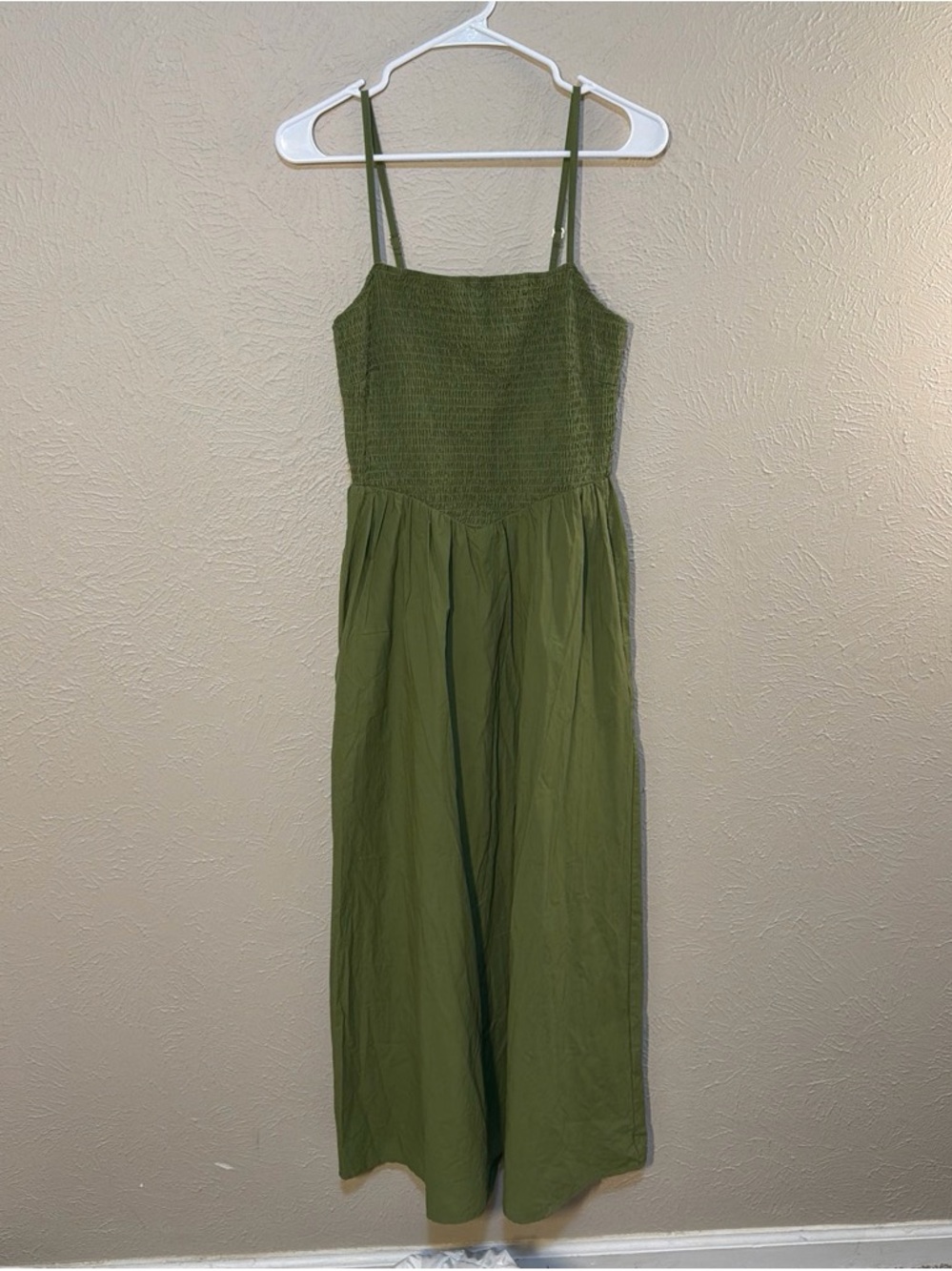 Olive Green Smocked Summer Dress